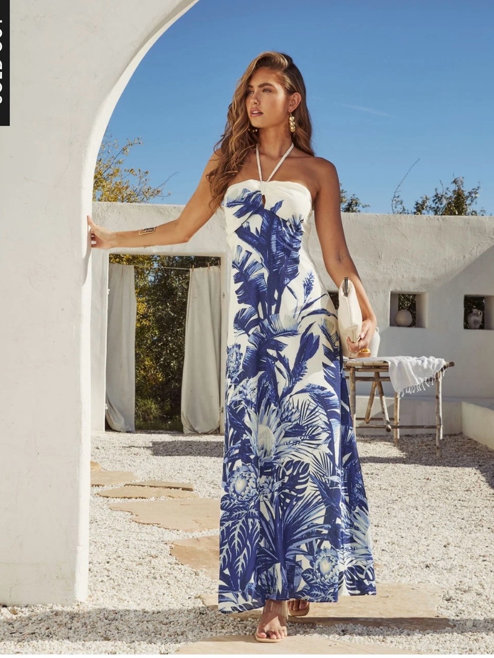 VICI Lagoon Luster Abstract Halter Maxi Dress SIZE: SMALL - Picture 3 of 11